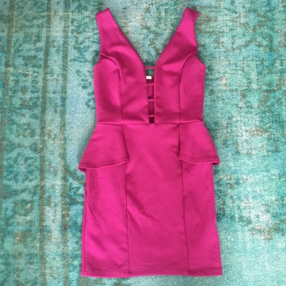 Fuchsia Peplum Dress - Picture 1 of 1